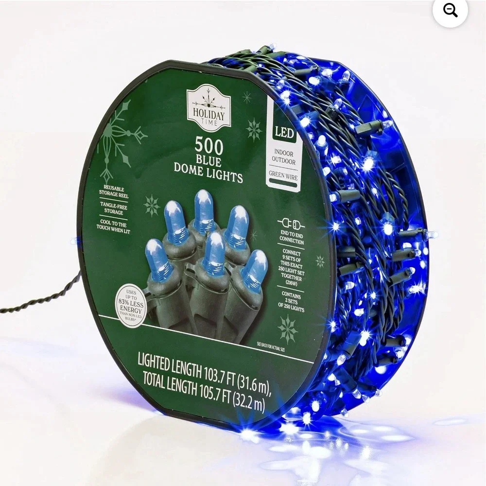 500 Blue Dome LED Lights 103.7 ft.‎ Lighted Length Green Wire Indoor/Outdoor